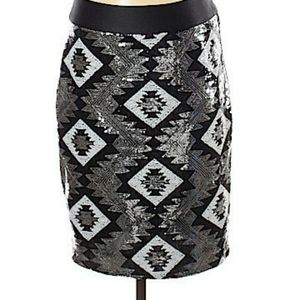 The Limited Aztec Pencil Skirt with Sequins New!